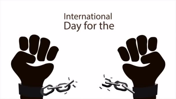 Rabszolgaság Eltörlése Nemzetközi Napi Kéz Láncra Verve Művészeti Videó Illusztráció — Stock videók