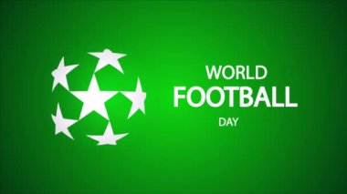 Futbol günü futbol yıldızları yeşil arka plan, sanat videosu illüstrasyonu.
