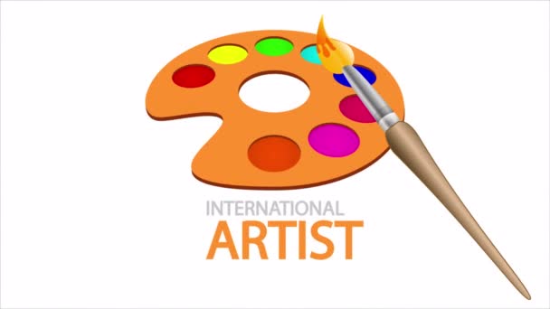 Международный День Художника Доска Кисть Художественная Видеоиллюстрация — стоковое видео