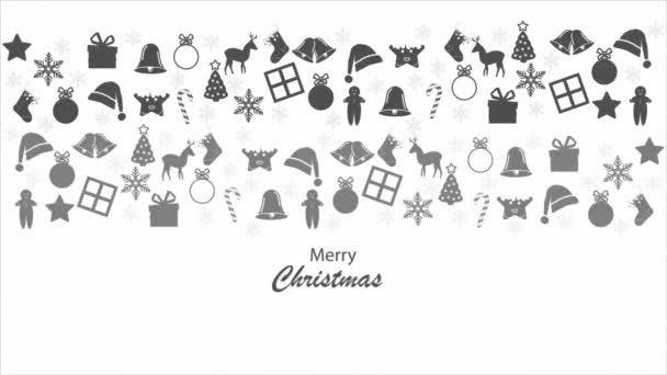 Feliz Navidad Feliz Año Nuevo Conjunto Decoración Elemento Iconos Banner — Vídeos de Stock