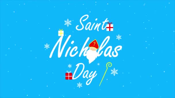 Nicholas Santo Día Sobre Fondo Nevado Ilustración Video Arte — Vídeos de Stock