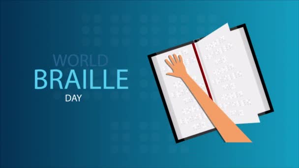 Braille Day World Ruční Čtení Knihy Umělecké Video Ilustrace — Stock video
