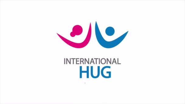 Tag Der Umarmung Internationale Menschen Logo Kunst Video Illustration — Stockvideo