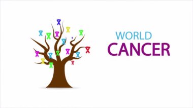 Kanser Dünya Günü Ağacı, 4 Şubat, Sanat Videosu İllüstrasyonu.