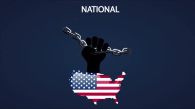 ABD 'de Özgürlük Günü zincir ve sanat videosu illüstrasyonuyla.