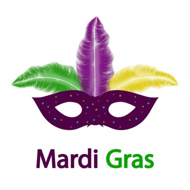 Tüylü Mardi Gras maskesi, vektör sanat çizimi.