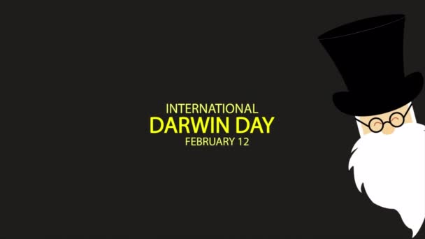 Darwin Day International Science Humanism Day Portret Kunst Video Illustratie — Stockvideo