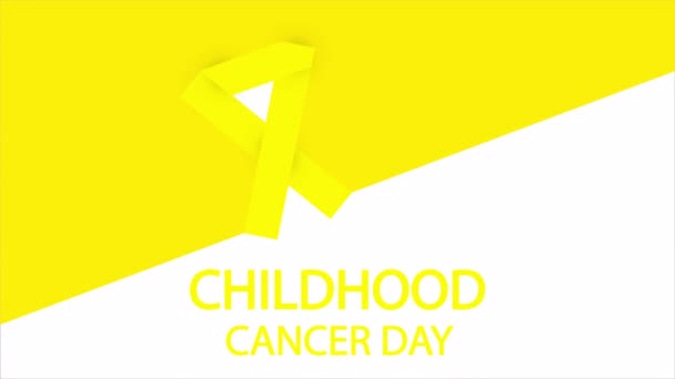 Dětství Rakovina Den Mezinárodní Symbol Žlutá Stuha Umění Video Ilustrace — Stock video