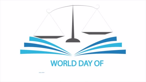 Día Justicia Social Libro Mundial Escalas Ilustración Vídeo Arte — Vídeo de stock