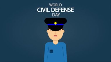 Sivil Savunma Günü polisi, sanat videosu illüstrasyonu.