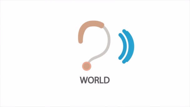 Слух День Уха Международный Слуховой Аппарат Арт Видео Иллюстрация — стоковое видео