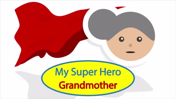 Babcia Dzień Mój Super Bohater Sztuka Wideo Ilustracja — Wideo stockowe