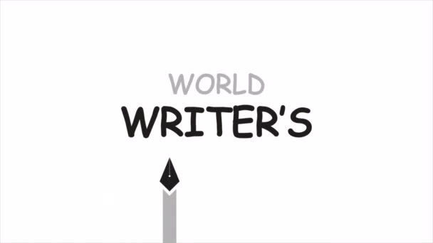 Yazarlar Günü Dünya Kalemi Sanat Videosu Illüstrasyonu — Stok video