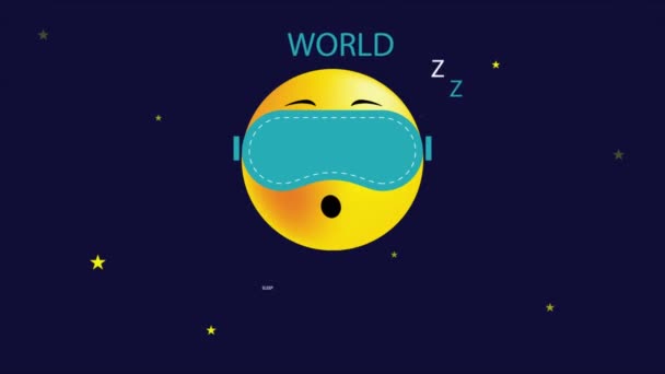 Schlaftag Smiley Schlafmaske Kunst Video Illustration — Stockvideo