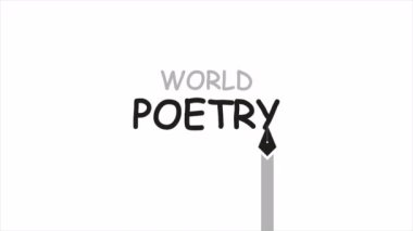 Şiir günü dünya kalemi, sanat video illüstrasyonu.