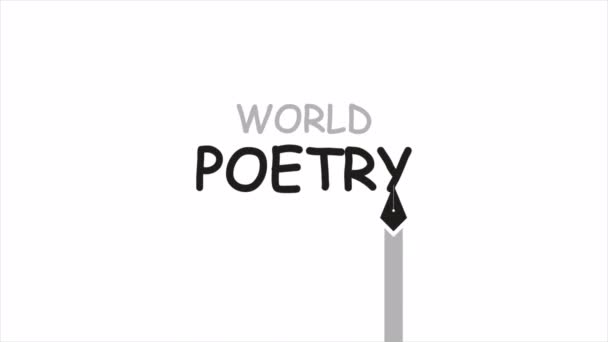 Poëzie Dag Wereld Pen Kunst Video Illustratie — Stockvideo