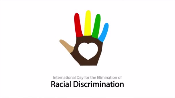 Rasová Diskriminace Eliminace Mezinárodní Den Ruku Umělecké Video Ilustrace — Stock video