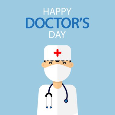 Doktor günü mutlu bir doktor portresi, vektör çizimi..
