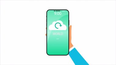 Yedekleme Günü akıllı telefon, sanat videosu illüstrasyonu.