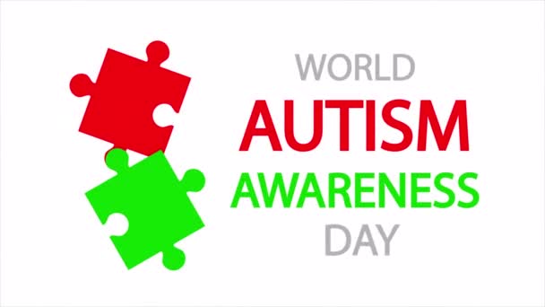 Autismo Conscientização Dia Mundial Quebra Cabeças Ilustração Vídeo Arte — Vídeo de Stock