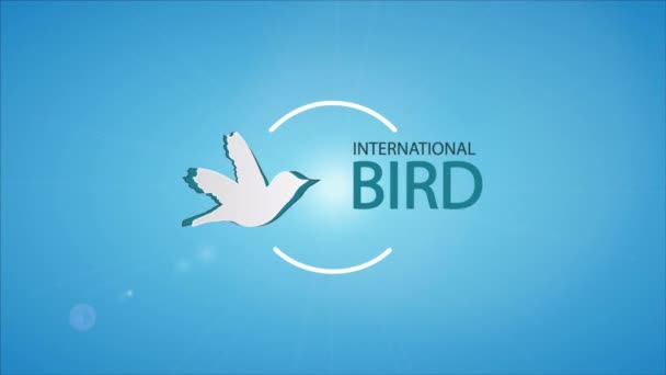 Gökyüzünde Kuş Günü Uluslararası Güvercin Sanat Videosu Illüstrasyonu — Stok video