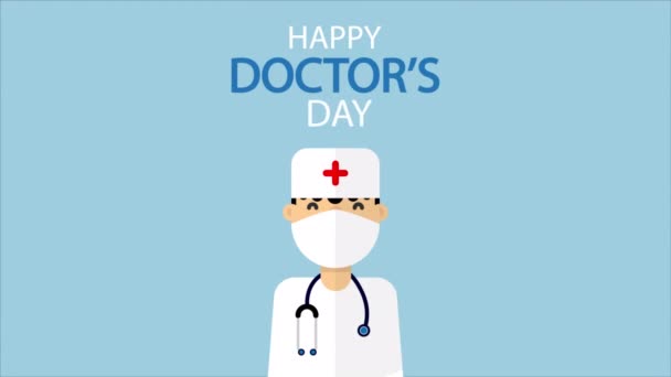 Γιατρός Ημέρα Ευτυχισμένη Πορτρέτο Ενός Γιατρού Τέχνη Εικονογράφηση Βίντεο — Αρχείο Βίντεο