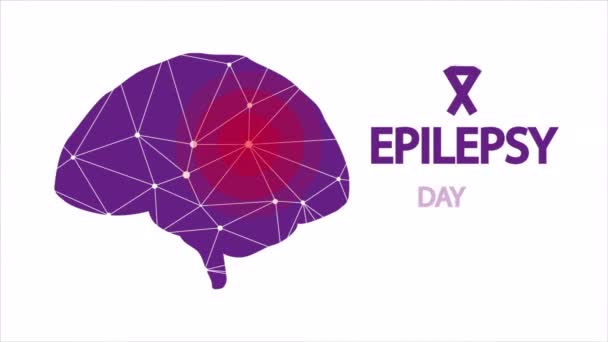 Epilepsi Dag Hjärnan Banner Konst Video Illustration — Stockvideo
