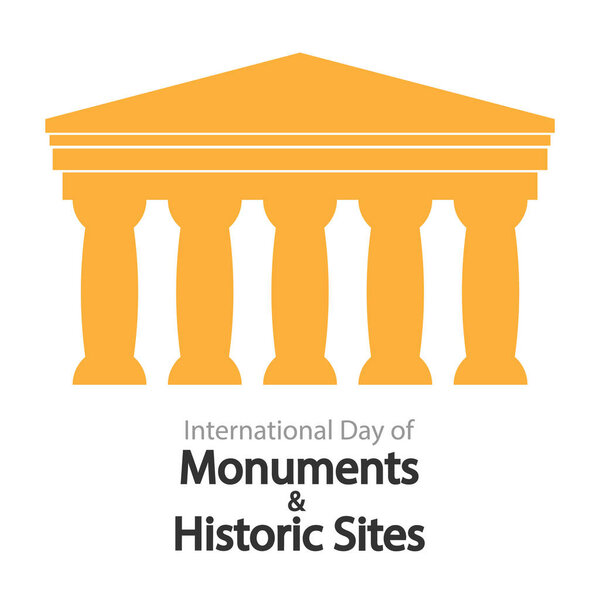 Monuments and Historic Sites International Day Greek columns, vector art illustration.