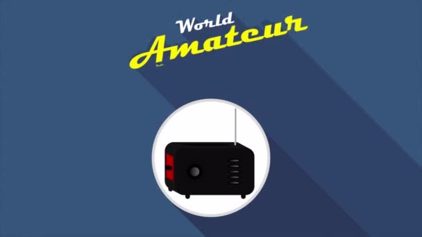 Всемирный День Любительского Радио Художественная Видеоиллюстрация — стоковое видео