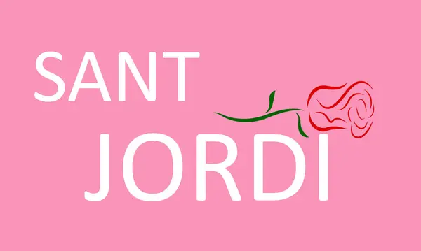 Sant Jordi Day Saint George Typography Rose Vector Art Illustration — 图库矢量图片