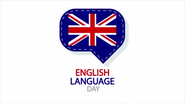 Dialog Dan Bendera Hari Bahasa Inggris Ilustrasi Video Seni — Stok Video