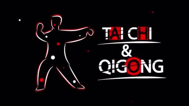 Tai Chi Qigong Dövüşçüleri Sanat Videosu Illüstrasyonu — Stok video
