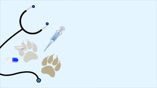Veterinary Day Paw Prints Tablets Art Video Illustration — Stock Video