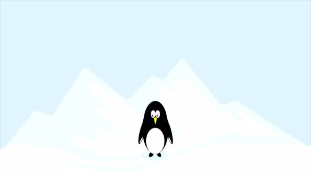 Pingvindagen Värld Snö Landskap Konst Video Illustration — Stockvideo
