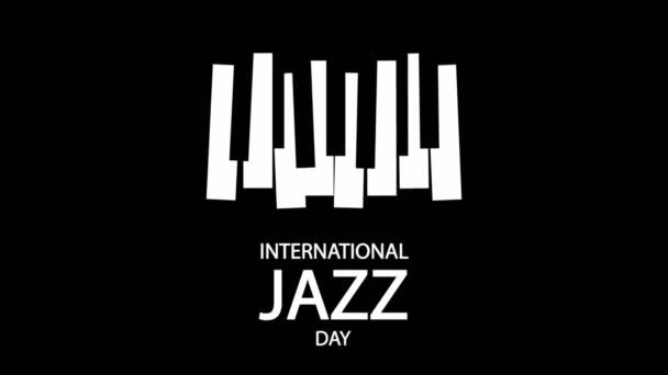 Jazz Internationella Dag Piano Nycklar Konst Video Illustration — Stockvideo
