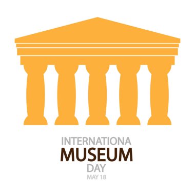 Uluslararası Müze Günü Yunan sütunları, vektör sanat illüstrasyonu.