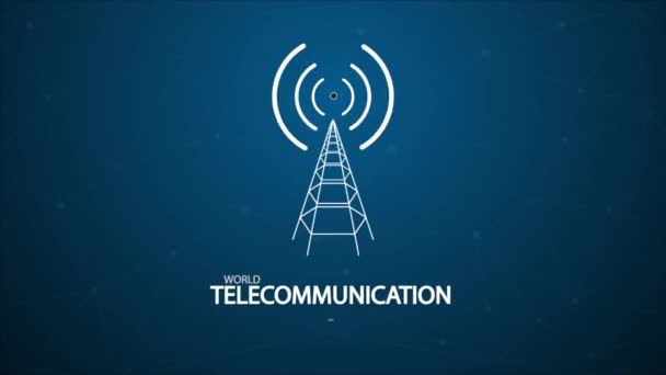 Telecommunicatie Informatiemaatschappij Dag Communicatietoren Kunst Video Illustratie — Stockvideo