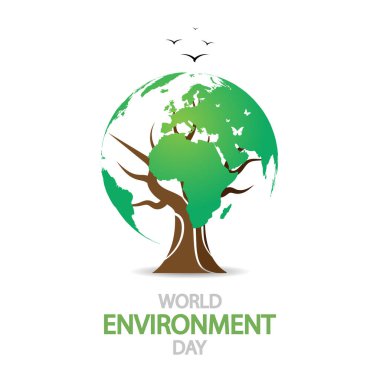 Çevre dünyası ağaç küresi, vektör sanat illüstrasyonu.