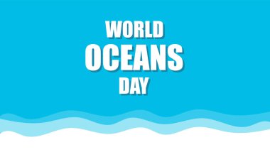 Okyanuslar Dünya Günü arkaplanı, vektör sanatı çizimi.