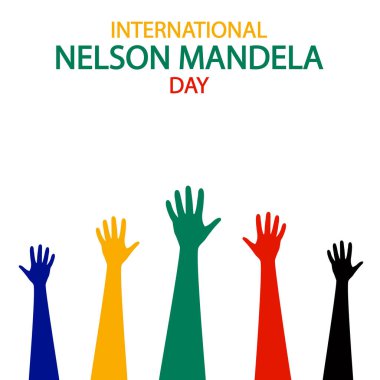 Nelson Mandela Day elleri, vektör sanat illüstrasyonu.