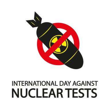 Uluslararası Gün Patlamasına Karşı Nükleer Testler Yasaklama işareti, vektör sanatı çizimi.