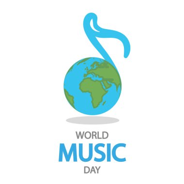 Dünya Müzik Günü notası, vektör sanat illüstrasyonu.