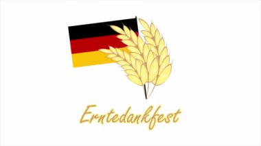 Erntedankfest Alman Şükran Günü Buğday bayrağı, sanat videosu illüstrasyonu.