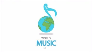 Dünya Müzik Günü notası, sanat videosu illüstrasyonu.