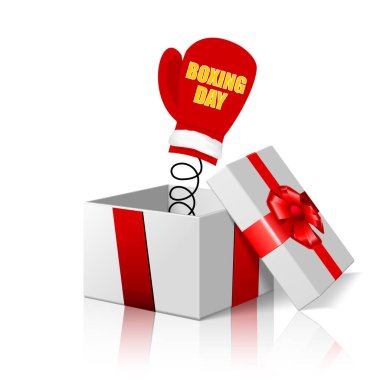 Boxing day Boxing Glove with Surprise Box, vector art illustration. clipart