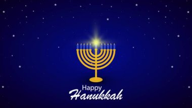 Hanuka Mutlu Mum Tutucu Yanan Yıldız Mumları, sanat videosu illüstrasyonu.