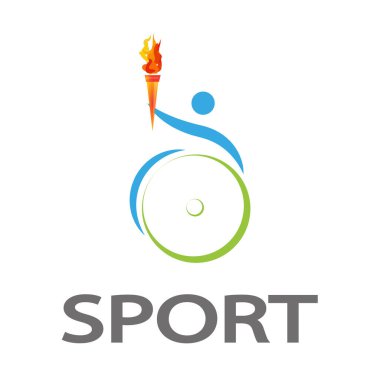 Fener ve vektör çizimi ile engelli sporcu.