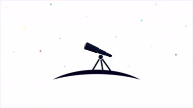 Planetarya günü teleskop yıldızları, sanat videosu illüstrasyonu.
