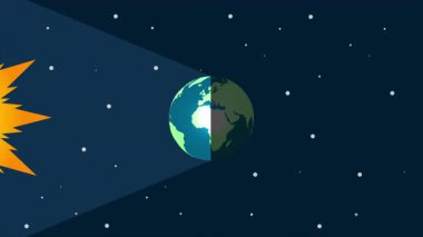 Ekinoks Bahar Günü Dünya gezegeni, sanat videosu illüstrasyonu.