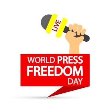 Basın Özgürlüğü Günü mikrofonu, vektör sanat illüstrasyonu.